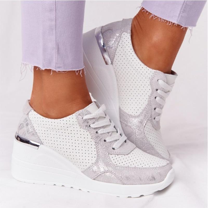 Damsneakers Med Luftkudde Och Stöd För Hålfoten, Andningsbar Ovandel Och Flexibel Sula