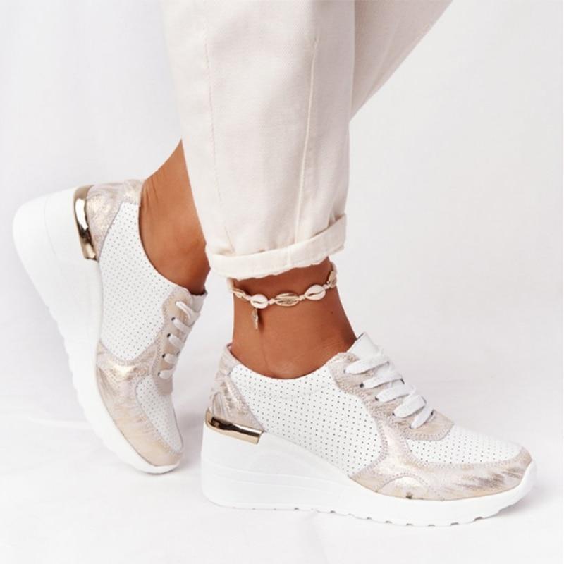Damsneakers Med Luftkudde Och Stöd För Hålfoten, Andningsbar Ovandel Och Flexibel Sula