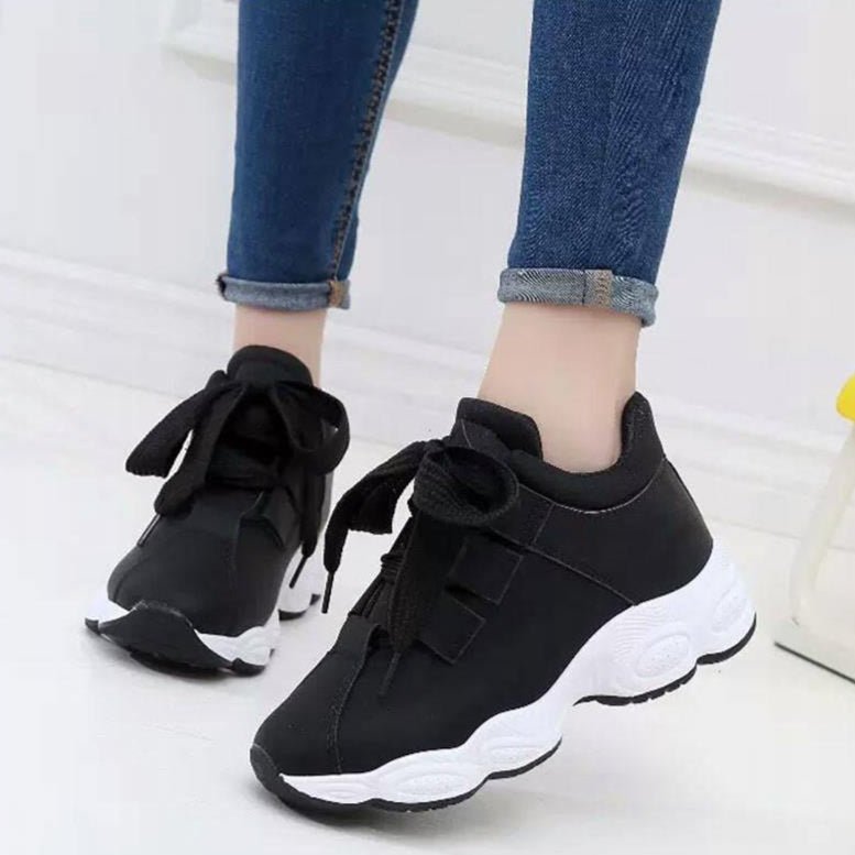 Dam Höst Löparskor Tjocka Sulor Lätta Vita Sneakers