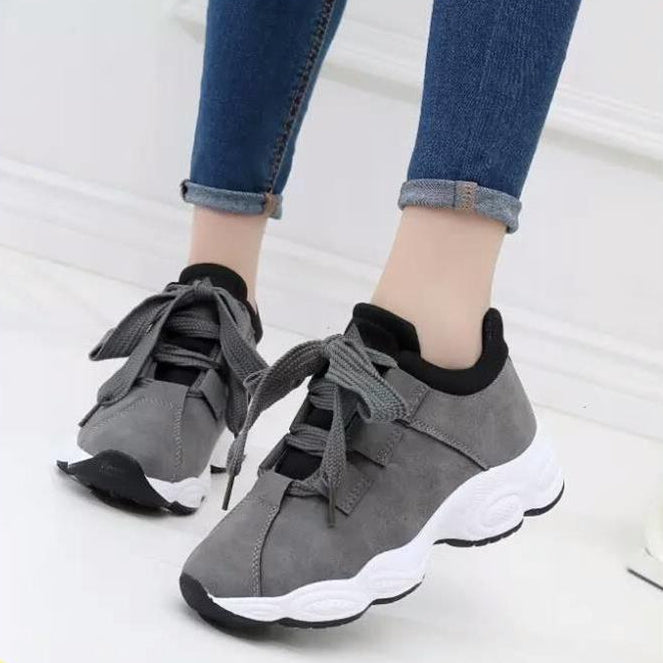 Dam Höst Löparskor Tjocka Sulor Lätta Vita Sneakers