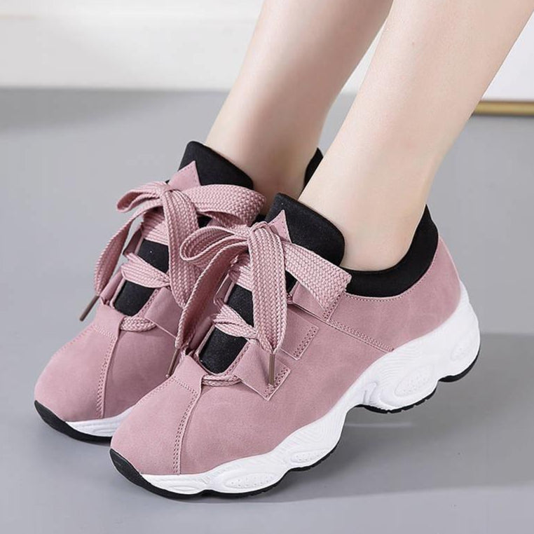 Dam Höst Löparskor Tjocka Sulor Lätta Vita Sneakers