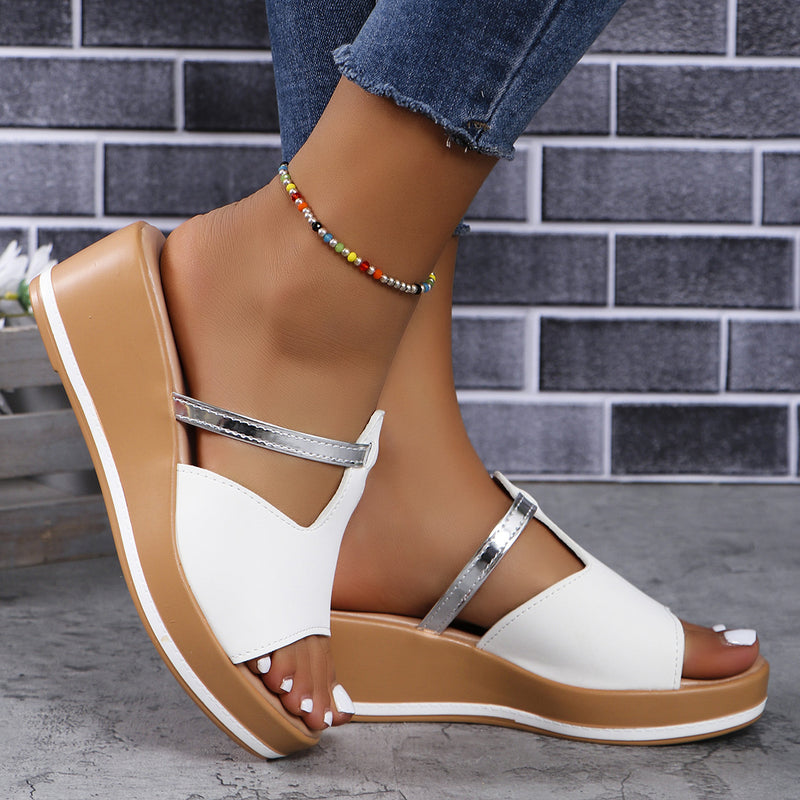 Dam Sommar Kilsandaler Peep-Toe Fiskmunn Tjock Eva Sula Pu Ovandel