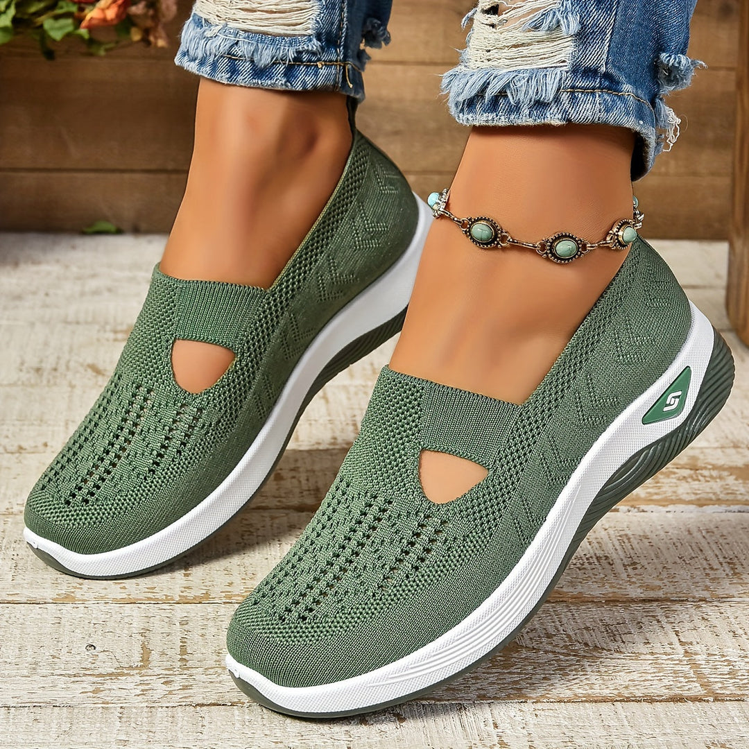 Kvinna Promenadskor Slip-On Design Med Halkfri Sula Och Andningsbart Överdel