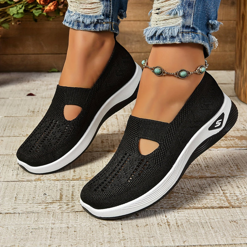 Kvinna Promenadskor Slip-On Design Med Halkfri Sula Och Andningsbart Överdel