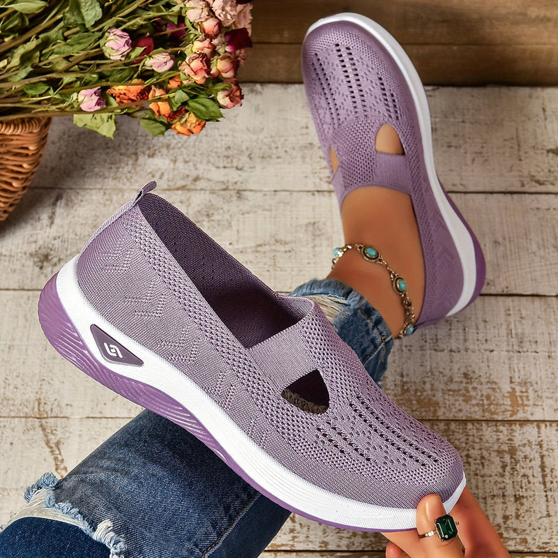 Kvinna Promenadskor Slip-On Design Med Halkfri Sula Och Andningsbart Överdel