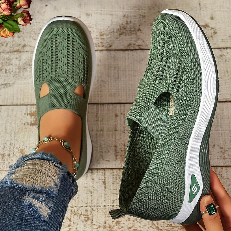 Kvinna Promenadskor Slip-On Design Med Halkfri Sula Och Andningsbart Överdel