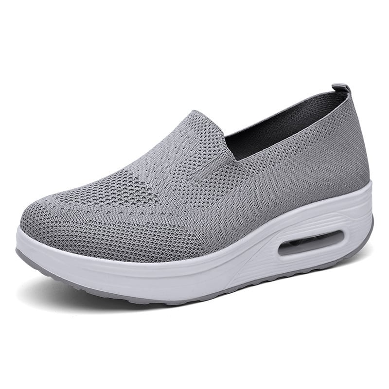 Låga Slip-On-Skor I Mesh För Kvinnor, Rund Tå Och Mellanhög Klack