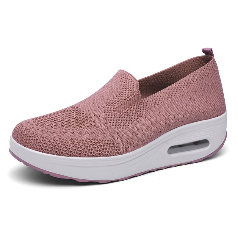 Låga Slip-On-Skor I Mesh För Kvinnor, Rund Tå Och Mellanhög Klack