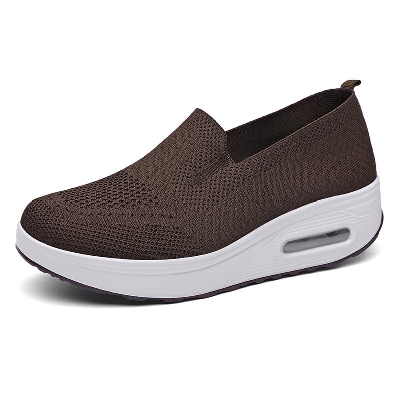 Låga Slip-On-Skor I Mesh För Kvinnor, Rund Tå Och Mellanhög Klack