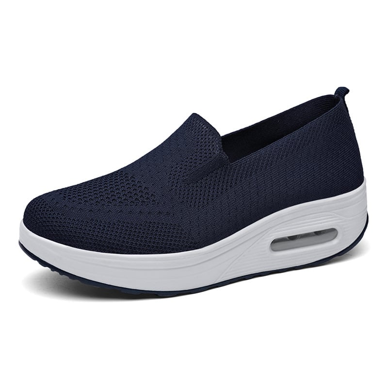 Låga Slip-On-Skor I Mesh För Kvinnor, Rund Tå Och Mellanhög Klack