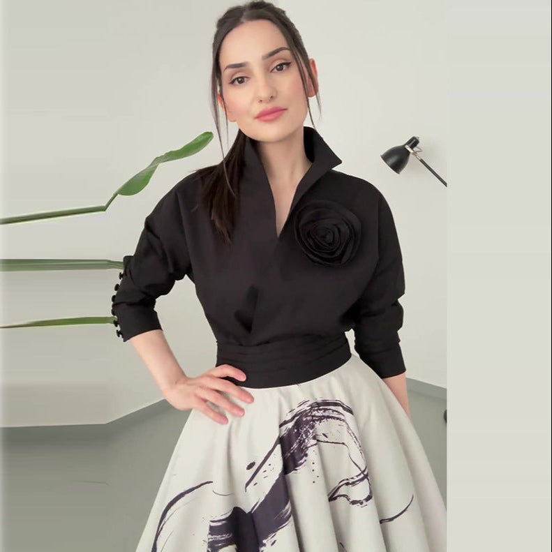 Kvinnors Sommarlångklänning med Blommönster A-linje Kjol och Snörning Hög Midja