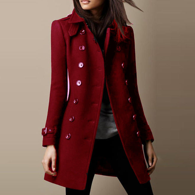 Dam Vår Trenchcoat Mellanlång Knäppning Kavajkrage