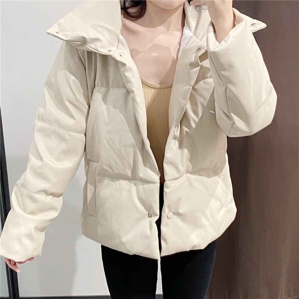 Höstjacka I Konstläder Med Långa äRmar Och Dragkedja Fram, Dam, Höst Och Höst