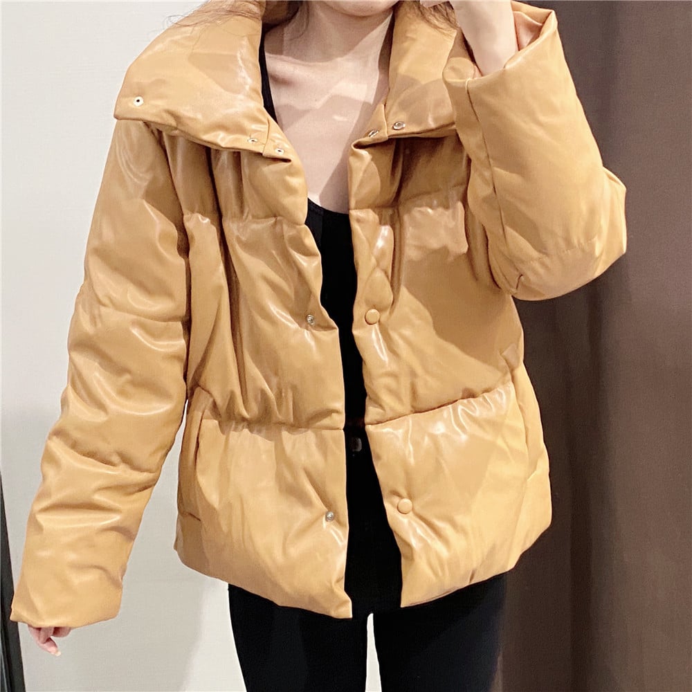 Höstjacka I Konstläder Med Långa äRmar Och Dragkedja Fram, Dam, Höst Och Höst