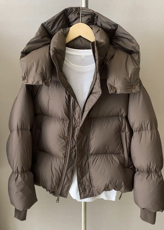 Vinterjacka Med Dunfyllning Och Enfärgad Design För Kvinnor