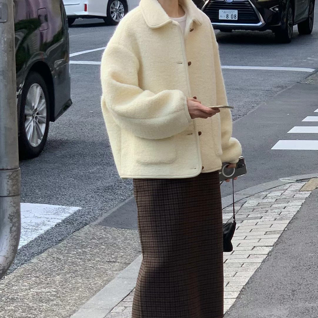 Damvinterjacka Med Mellanlång, Tjock, Isolerad, Långärmad, Enfärgad