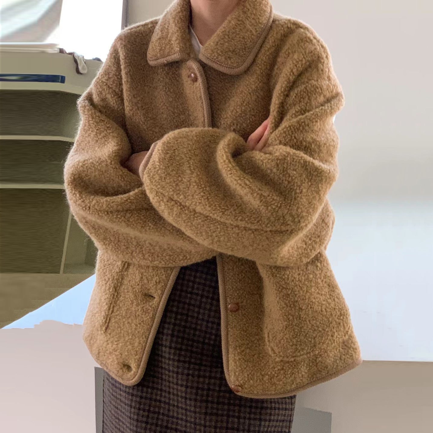 Damvinterjacka Med Mellanlång, Tjock, Isolerad, Långärmad, Enfärgad