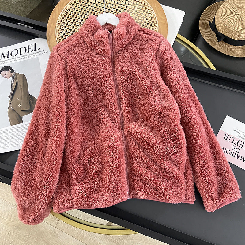 Dam Höst Fleece Kofta Långärmad Dragkedja Mellan Längd