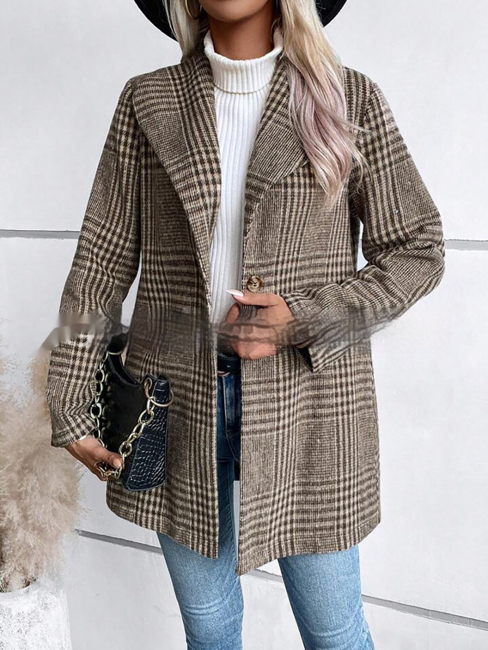 Dam Höstrutig Kappa Slim Fit Långärmad Flera Färger