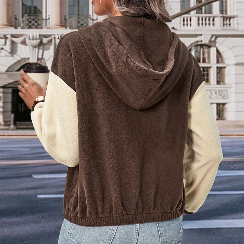 Dam Höst Dragkedja Kofta Ytterkläder Brun Normal Ärm Isolerande Fleece