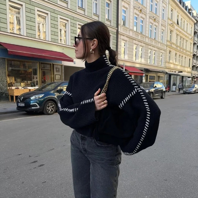 Herrtröja Med Färgblocksdetaljer Och Rund Halsringning