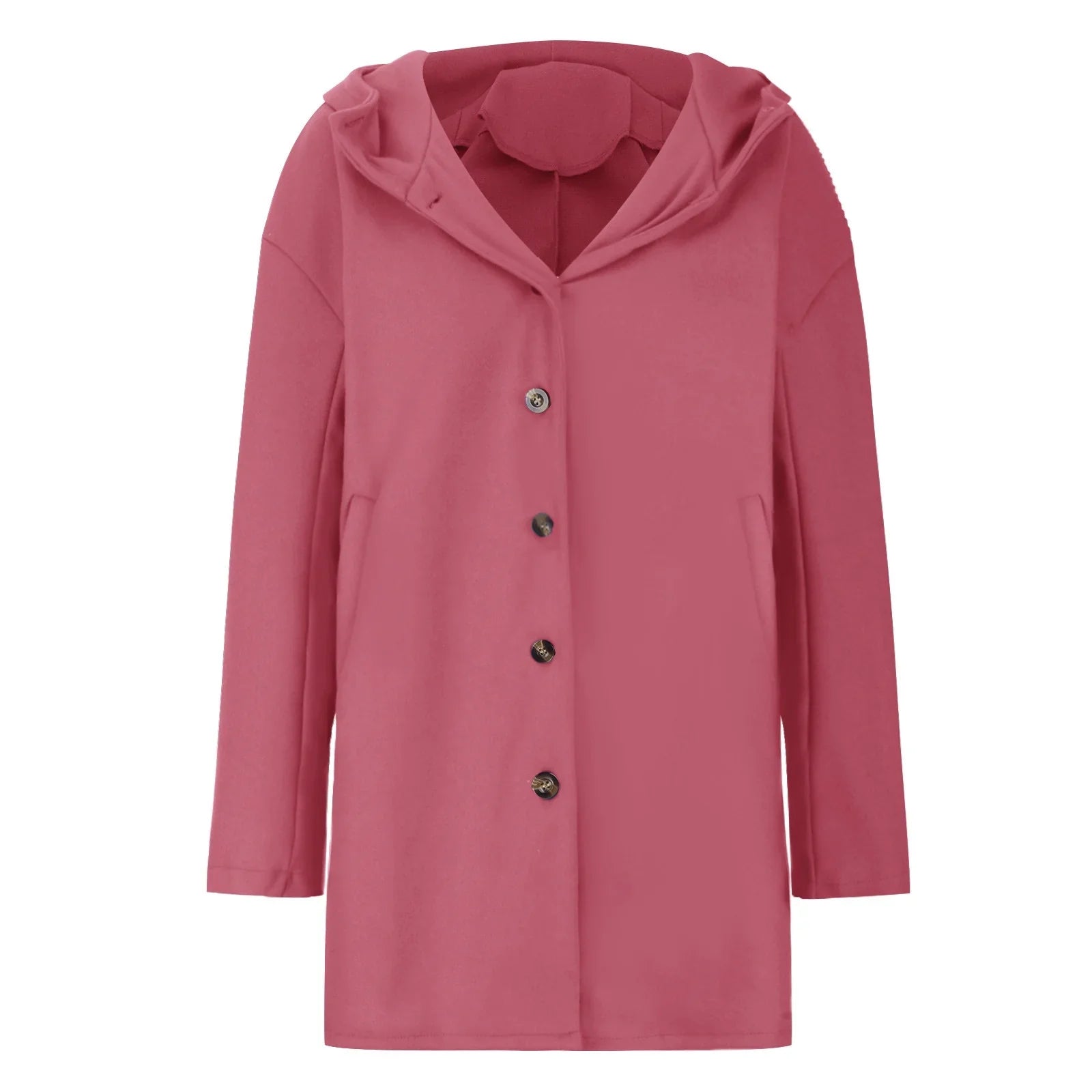 Dam Vinterkappa med Knäppning och Framfickor