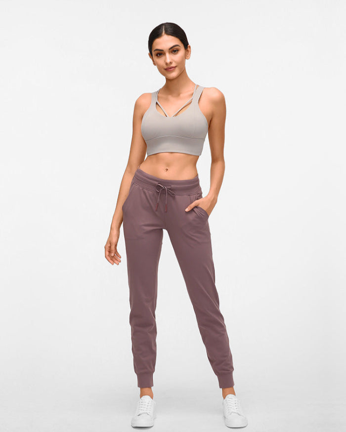 Yogabyxor För Kvinnor Med Hög Midja, Full Längd Och Lätt Stretchtyg