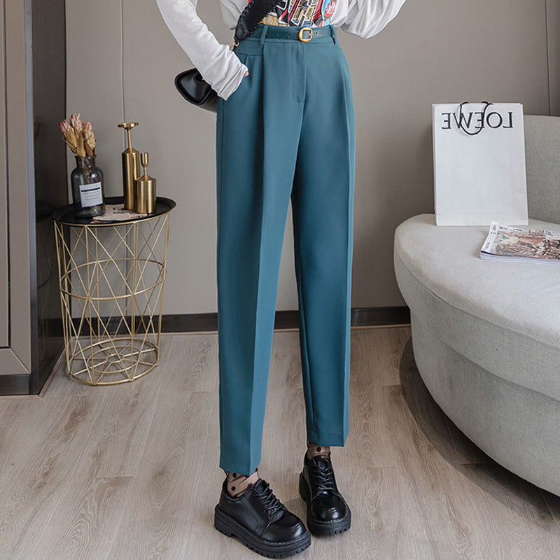 Avsmalnande Byxor För Kvinnor, Hög Midja, NIO Punktslängd Och Skräddarsydd Skärning