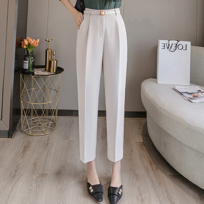 Avsmalnande Byxor För Kvinnor, Hög Midja, NIO Punktslängd Och Skräddarsydd Skärning