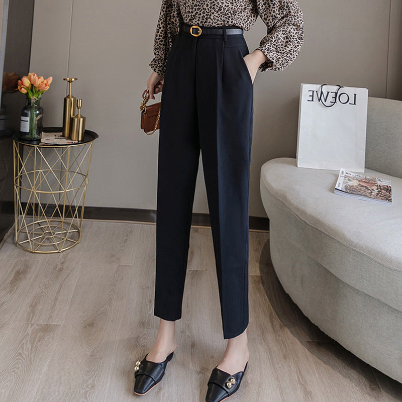 Avsmalnande Byxor För Kvinnor, Hög Midja, NIO Punktslängd Och Skräddarsydd Skärning