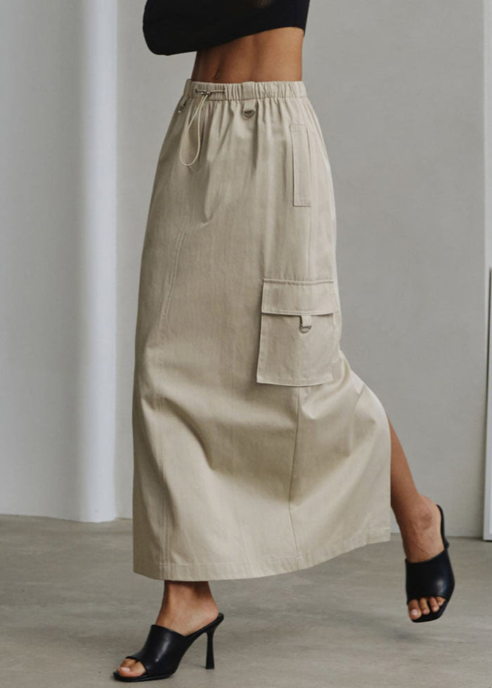 Vårkjol För Kvinnor Med Hög Midja Och Dragsko Och Sidofickor