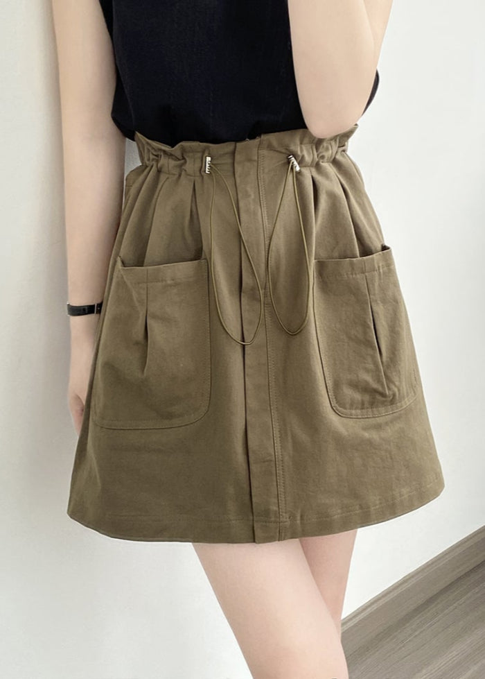 Vårminikjol Med Dragsko I Midjan, A-Linjeformad Skärning Och Fickor