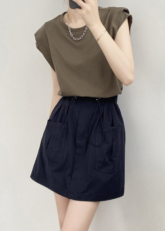 Vårminikjol Med Dragsko I Midjan, A-Linjeformad Skärning Och Fickor