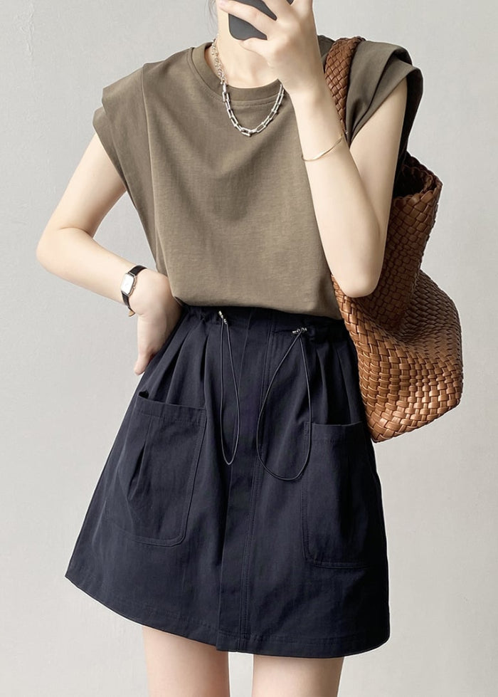 Vårminikjol Med Dragsko I Midjan, A-Linjeformad Skärning Och Fickor