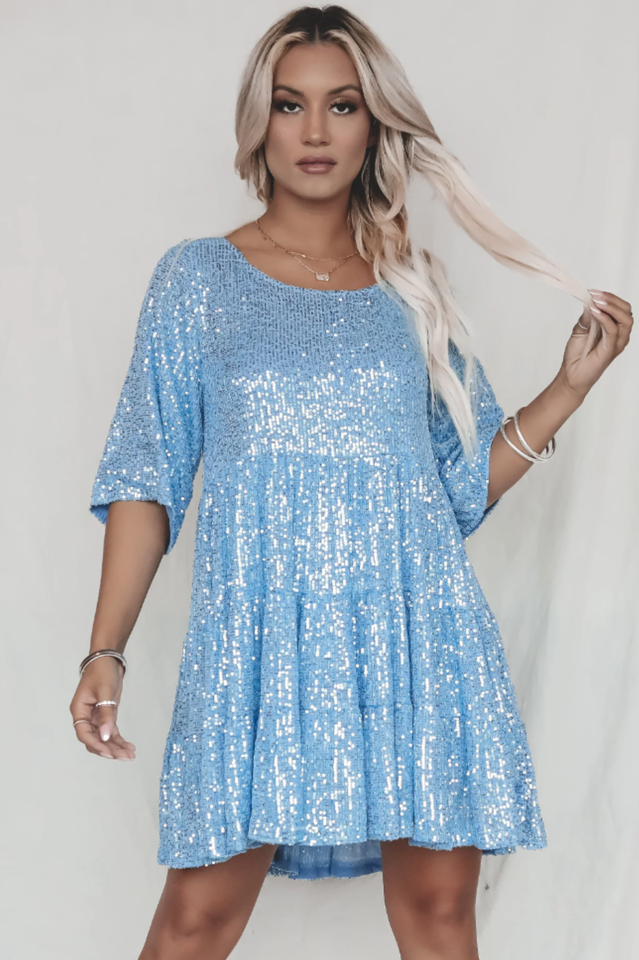 Sommarklänning I Minimodell Med Babydoll-Passform Och Paljettdekoration För Kvinnor