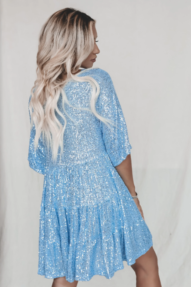Sommarklänning I Minimodell Med Babydoll-Passform Och Paljettdekoration För Kvinnor
