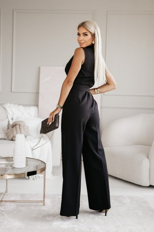 Skräddarsydd Ärmlös Jumpsuit Med Strukturerad Silhuett För Kvinnor