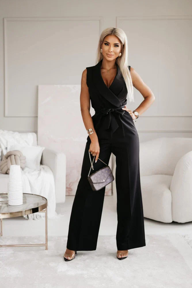 Skräddarsydd Ärmlös Jumpsuit Med Strukturerad Silhuett För Kvinnor