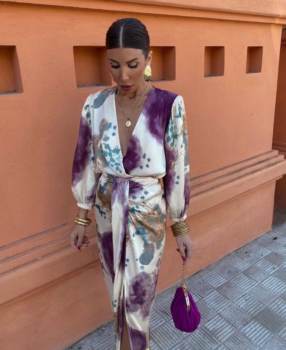 Dam Sommarklänning med V-ringning och Ärmfri Slim Fit