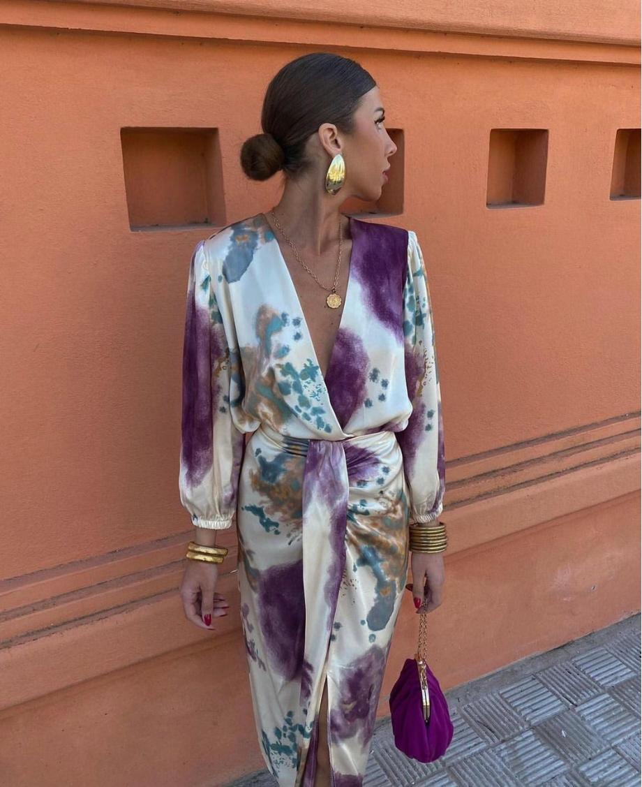 Dam Sommarklänning med V-ringning och Ärmfri Slim Fit