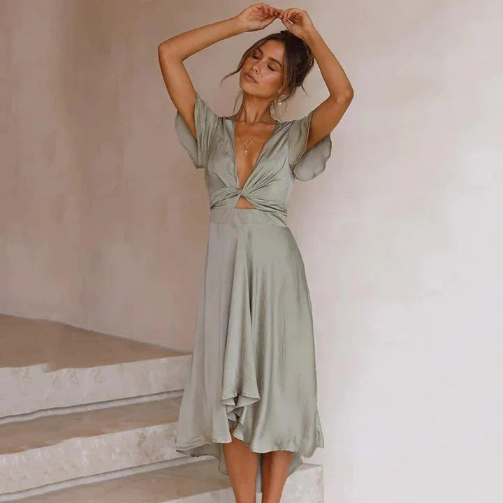 Sommarklänning I Böljande Vintagestil För Kvinnor Med