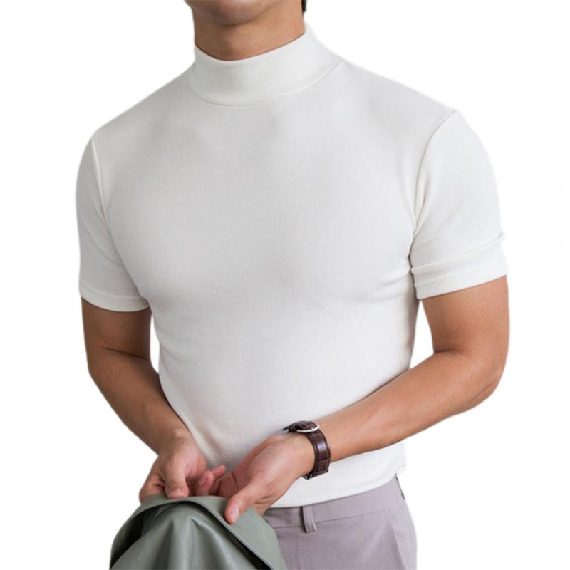 Herr T-shirt Kort Ärm Med Rak Fåll Och Rund Hals