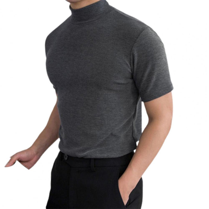 Herr T-shirt Kort Ärm Med Rak Fåll Och Rund Hals