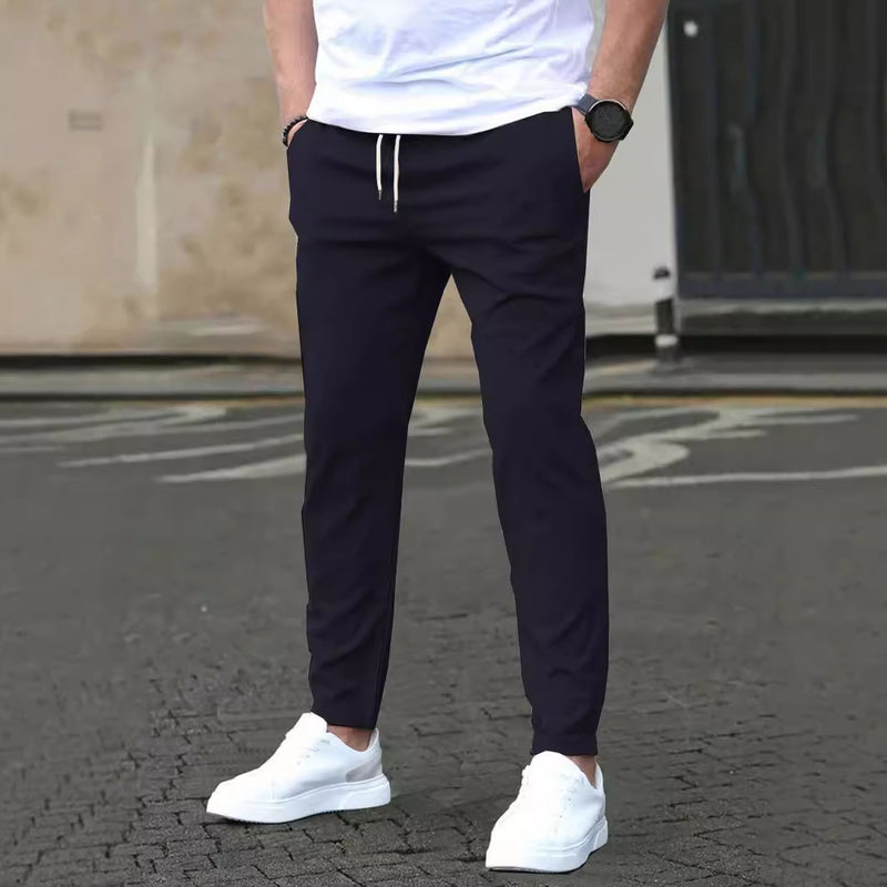 Herr Slim Fit Kortade Byxor Med Rak Passform Och Enfärgad Design