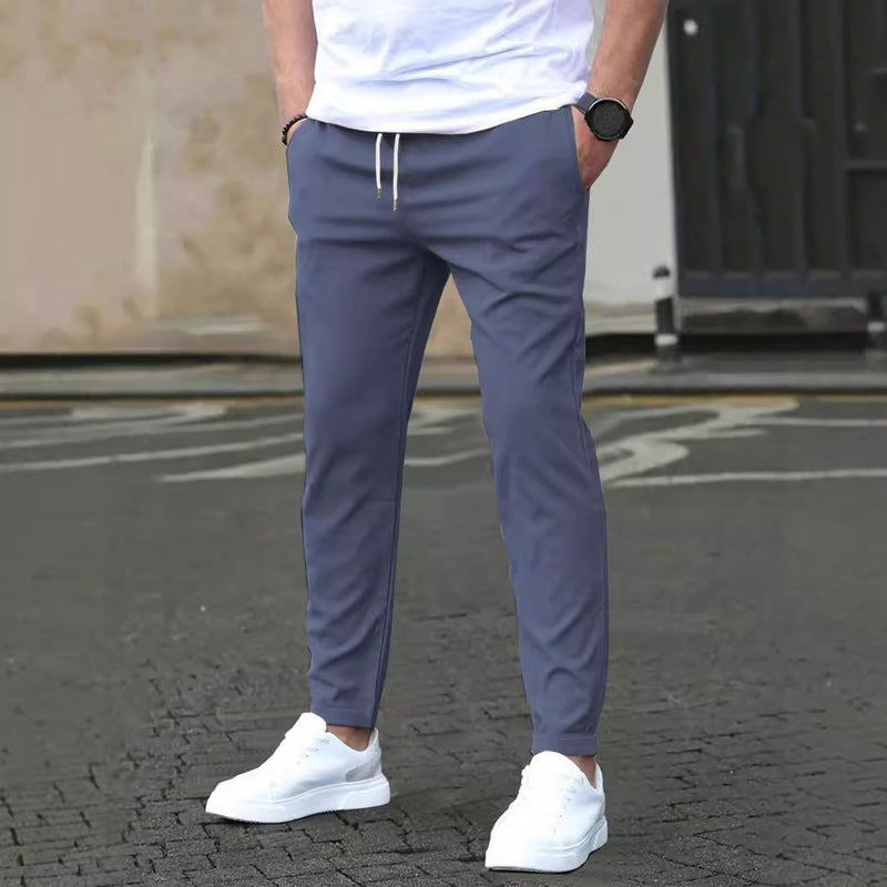 Herr Slim Fit Kortade Byxor Med Rak Passform Och Enfärgad Design