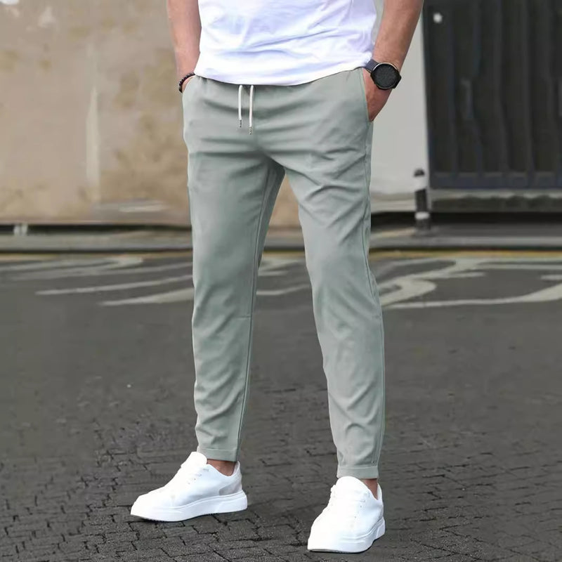Herr Slim Fit Kortade Byxor Med Rak Passform Och Enfärgad Design