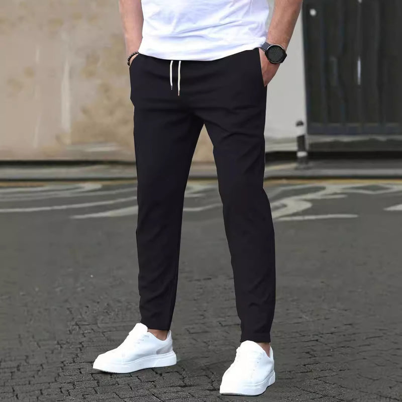 Herr Slim Fit Kortade Byxor Med Rak Passform Och Enfärgad Design