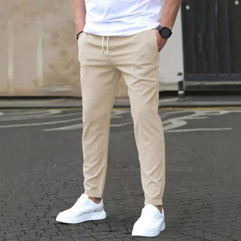 Herr Slim Fit Kortade Byxor Med Rak Passform Och Enfärgad Design