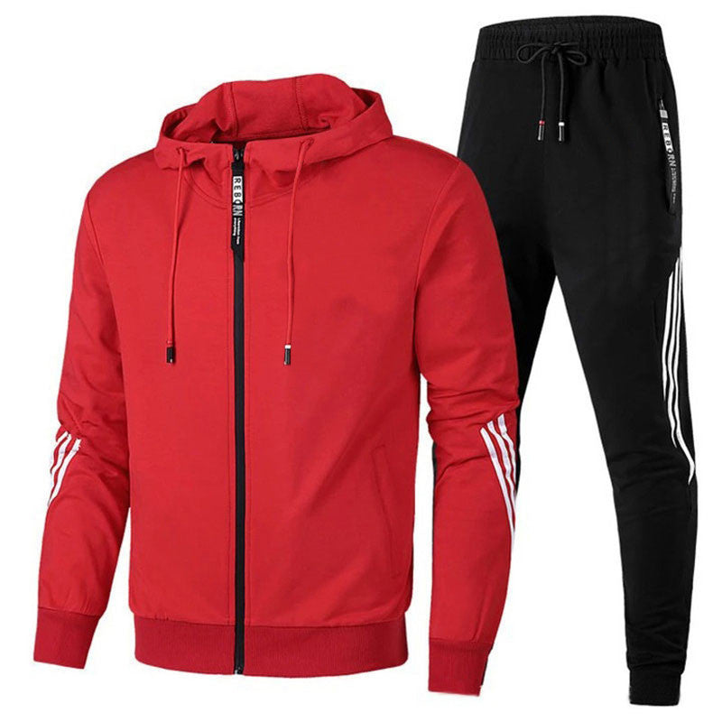 Herr Vår Sportset Med Hoodie Långärmad Tröja Och Byxor