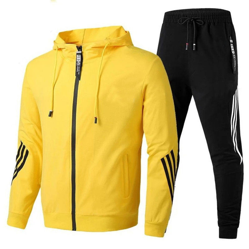 Herr Vår Sportset Med Hoodie Långärmad Tröja Och Byxor